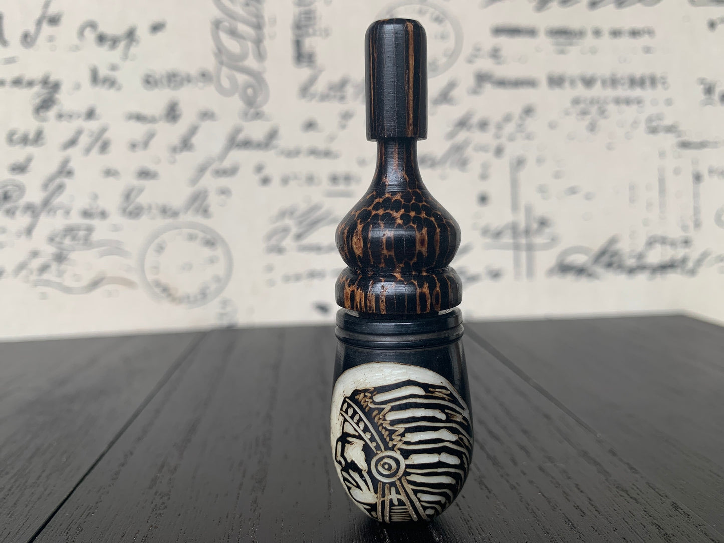 Native American Indian Chief smoking pipe Handmade tagua and wood pocket pipe One of a kind tribal hand pipe Gift for smoker Natural Organic