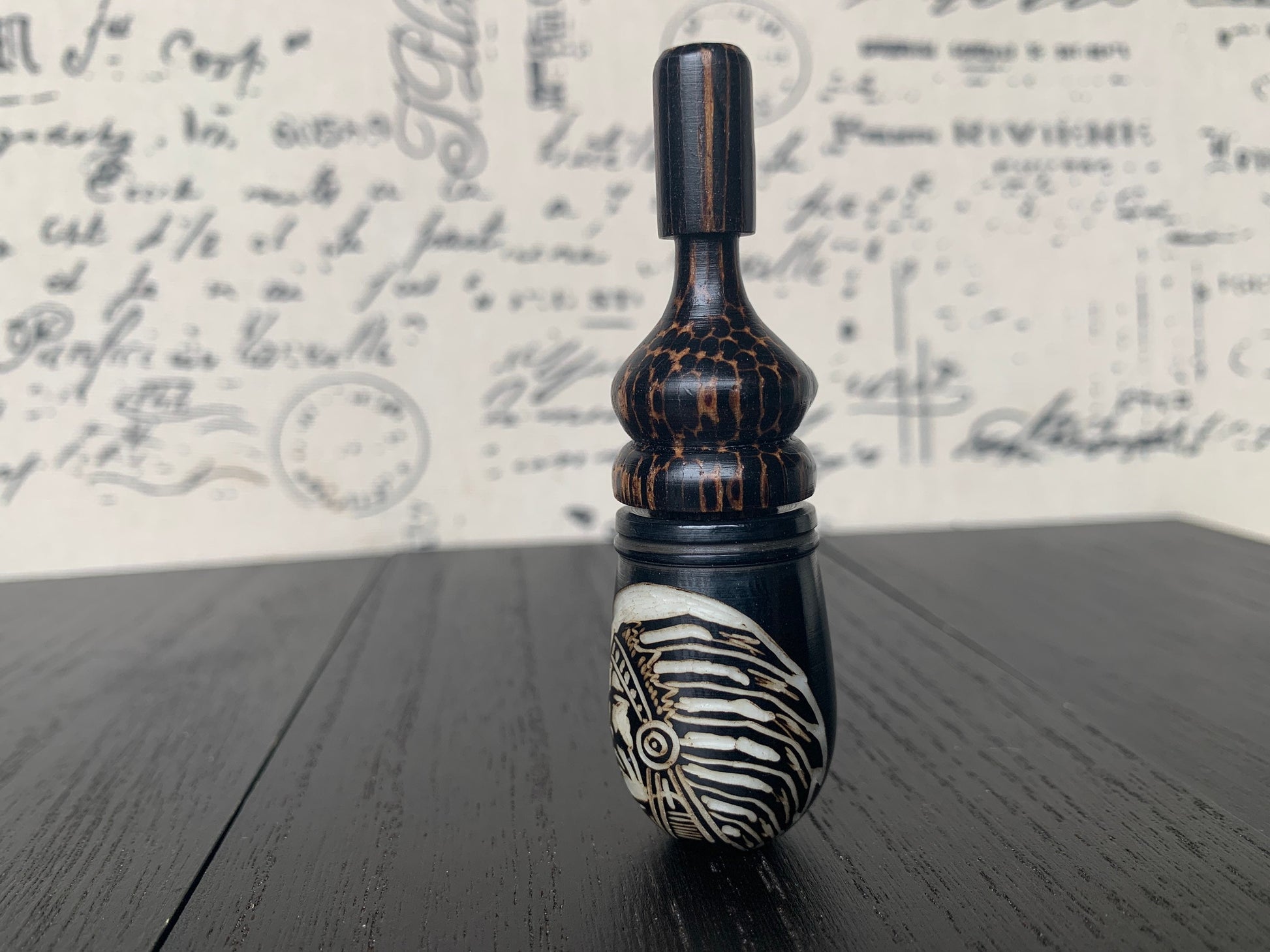 Native American Indian Chief smoking pipe Handmade tagua and wood pocket pipe One of a kind tribal hand pipe Gift for smoker Natural Organic