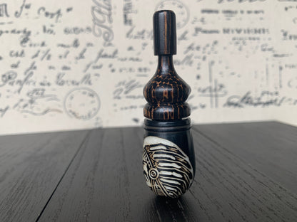 Native American Indian Chief smoking pipe Handmade tagua and wood pocket pipe One of a kind tribal hand pipe Gift for smoker Natural Organic