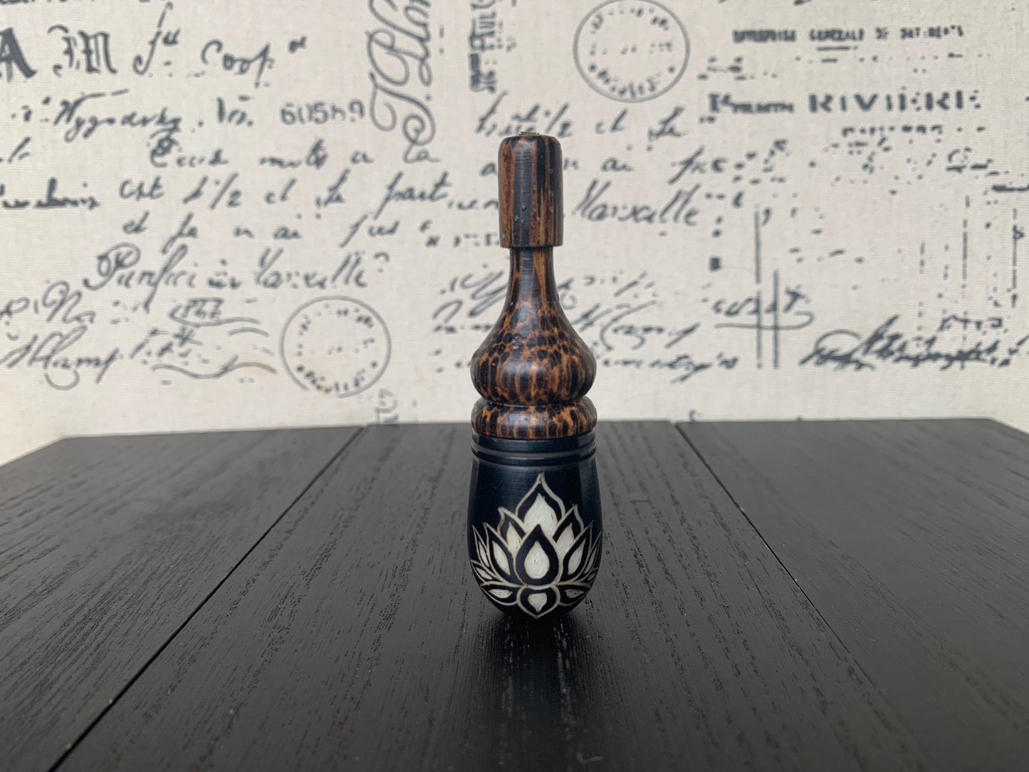 Lotus flower smoking pipe Handmade tagua and wood mini pipe One of a kind tribal hand pipe Natural Organic Gift for smokers Ceremonial pipe