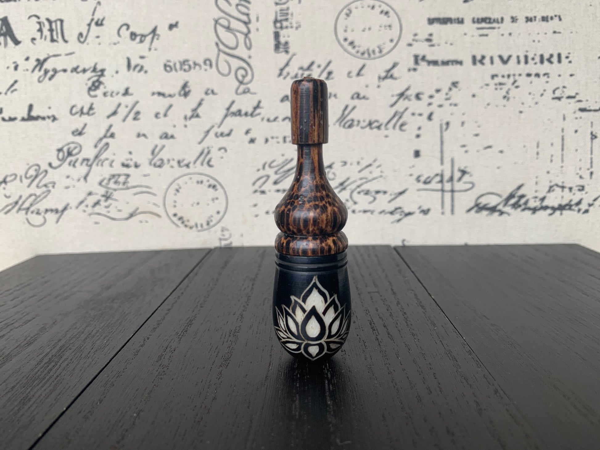 Lotus flower smoking pipe Handmade tagua and wood mini pipe One of a kind tribal hand pipe Natural Organic Gift for smokers Ceremonial pipe