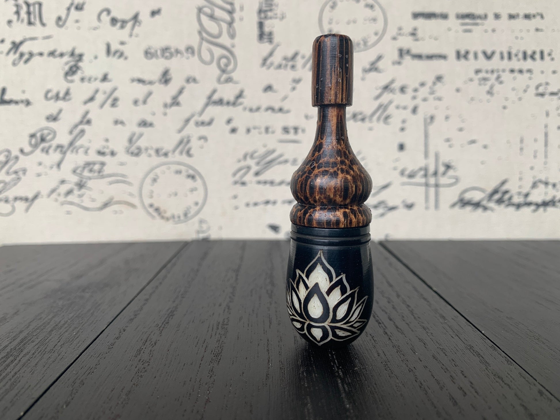 Lotus flower smoking pipe Handmade tagua and wood mini pipe One of a kind tribal hand pipe Natural Organic Gift for smokers Ceremonial pipe