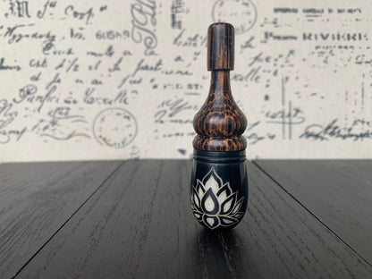 Lotus flower smoking pipe Handmade tagua and wood mini pipe One of a kind tribal hand pipe Natural Organic Gift for smokers Ceremonial pipe