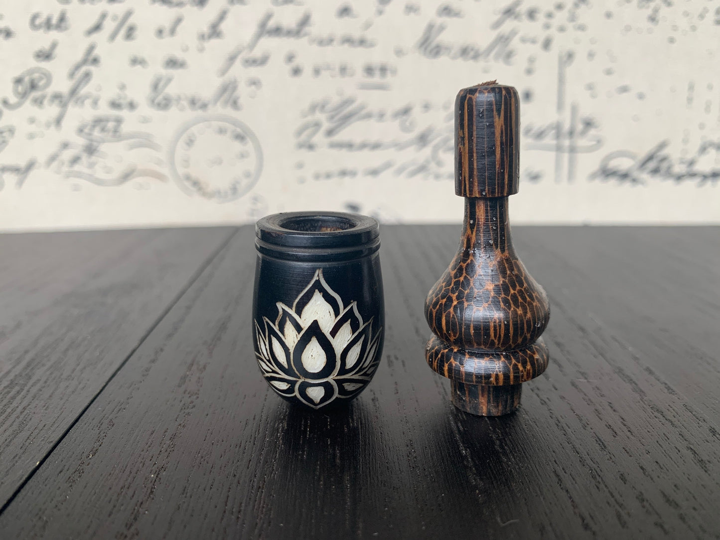 Lotus flower smoking pipe Handmade tagua and wood mini pipe One of a kind tribal hand pipe Natural Organic Gift for smokers Ceremonial pipe