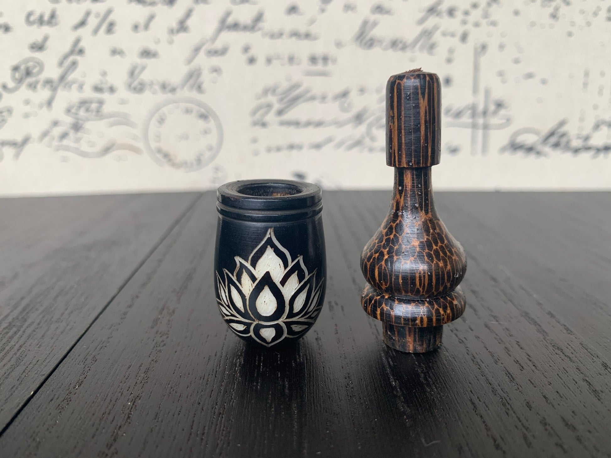 Lotus flower smoking pipe Handmade tagua and wood mini pipe One of a kind tribal hand pipe Natural Organic Gift for smokers Ceremonial pipe