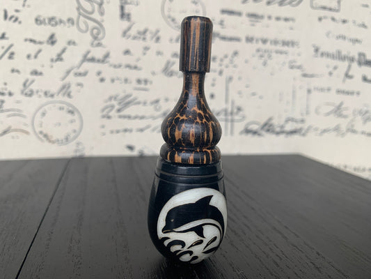 Dolphin smoking pipe Hand carved tagua nut and wood pocket pipe One of a kind tribal hand pipe Natural Organic Gift for smokers Marine theme