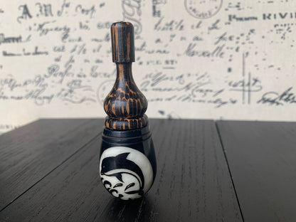 Dolphin smoking pipe Hand carved tagua nut and wood pocket pipe One of a kind tribal hand pipe Natural Organic Gift for smokers Marine theme