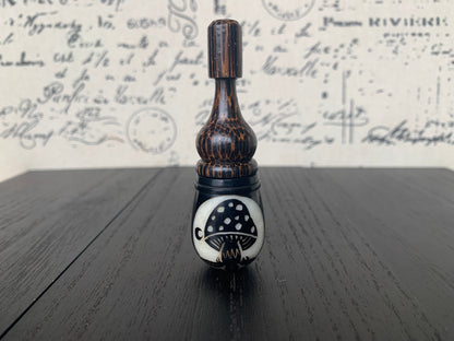 Mushroom smoking pipe Handmade tagua nut and wood pocket pipe One of a kind tribal hand pipe Gift for smokers Chanupa ceremony Shrooms