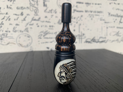 Native American Indian Chief smoking pipe Handmade tagua and wood pocket pipe One of a kind tribal hand pipe Gift for smoker Natural Organic