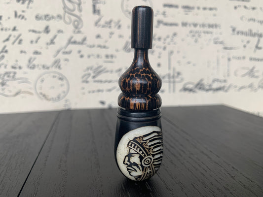 Native American Indian Chief smoking pipe Handmade tagua and wood pocket pipe One of a kind tribal hand pipe Gift for smoker Natural Organic