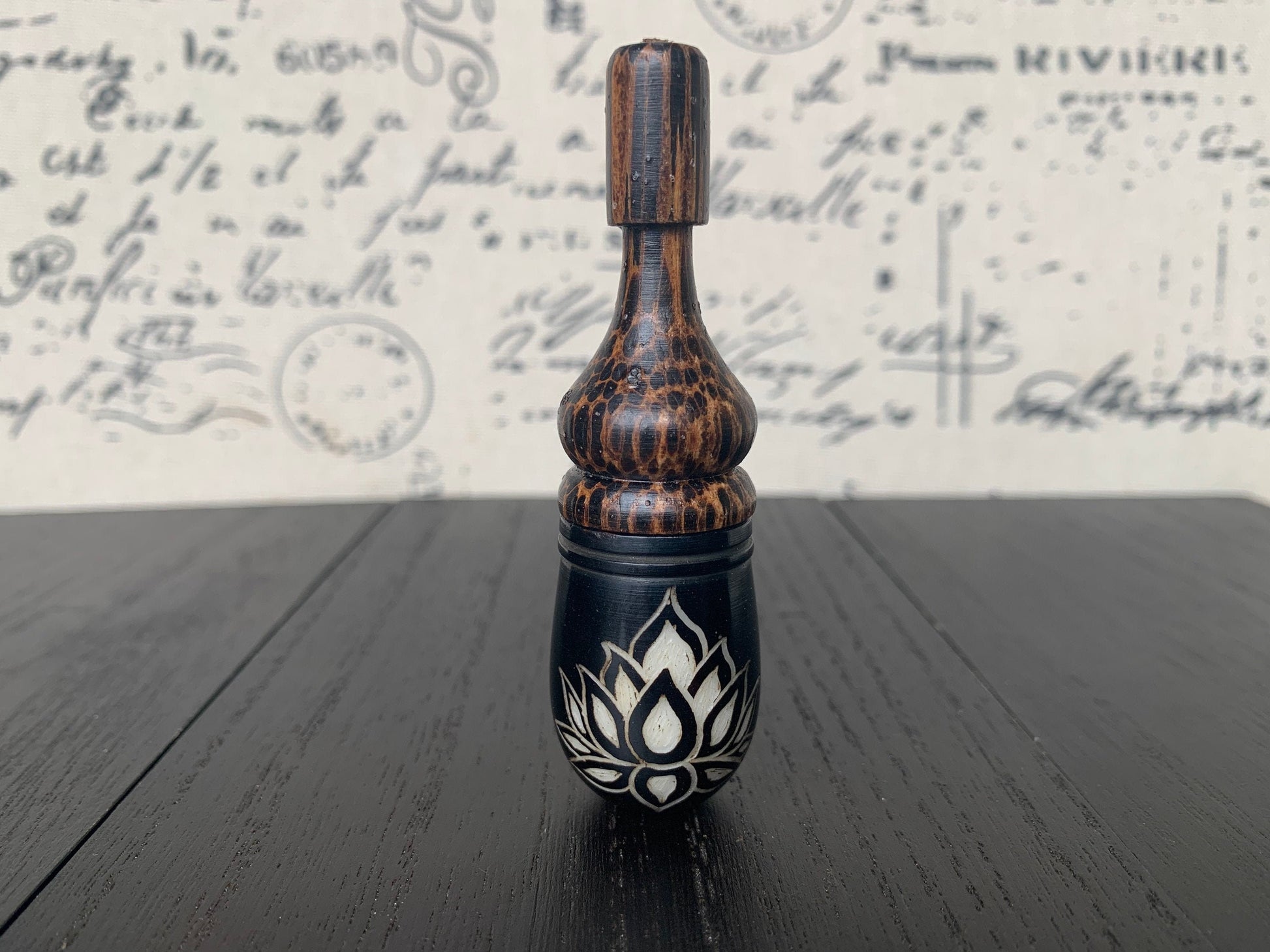 Lotus flower smoking pipe Handmade tagua and wood mini pipe One of a kind tribal hand pipe Natural Organic Gift for smokers Ceremonial pipe