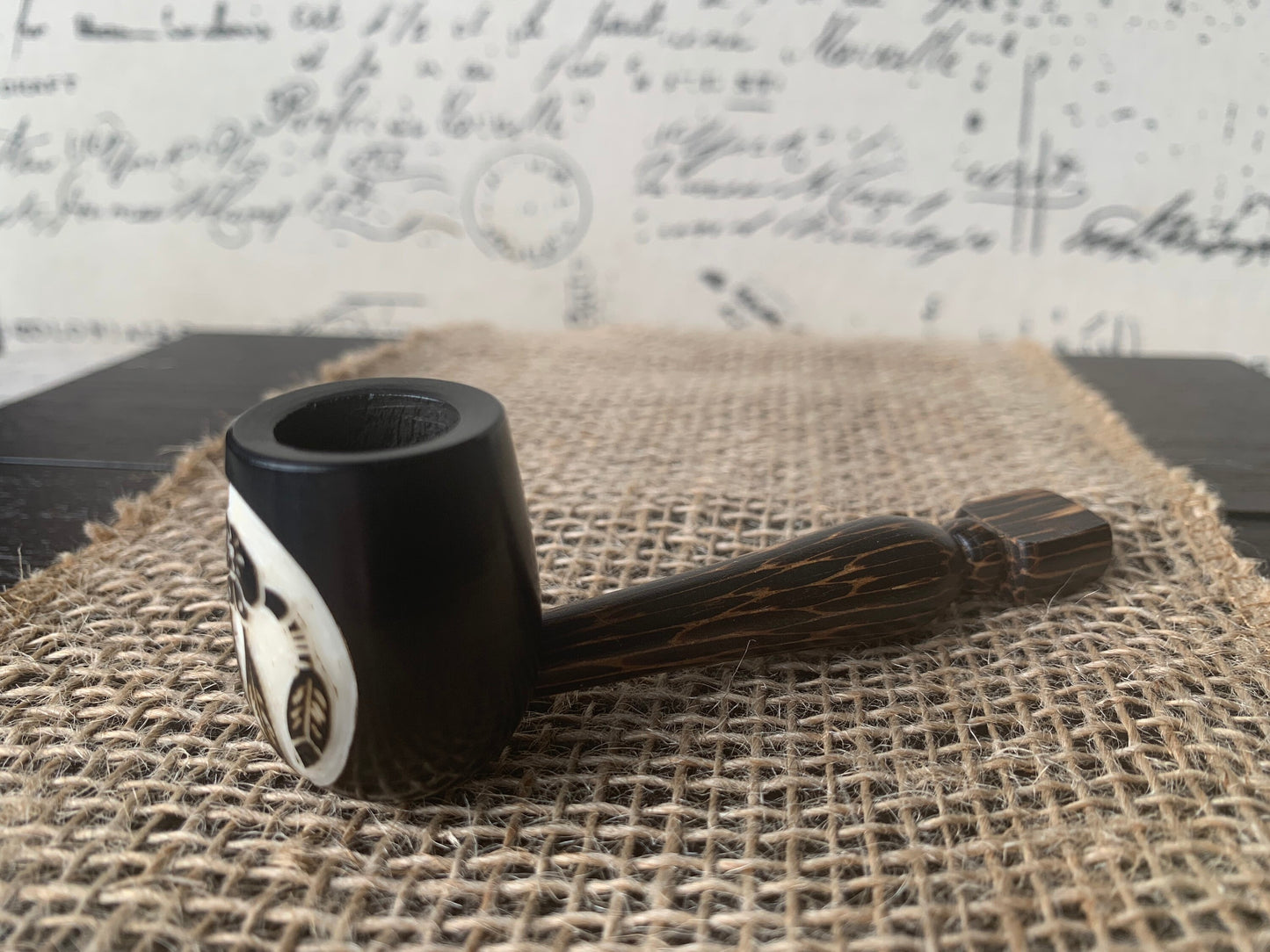 Dream catcher smoking pipe Handcrafted smoking bowl Handmade tagua nut and wood One of a kind tribal hand pipe Ceremonial shaman ritual