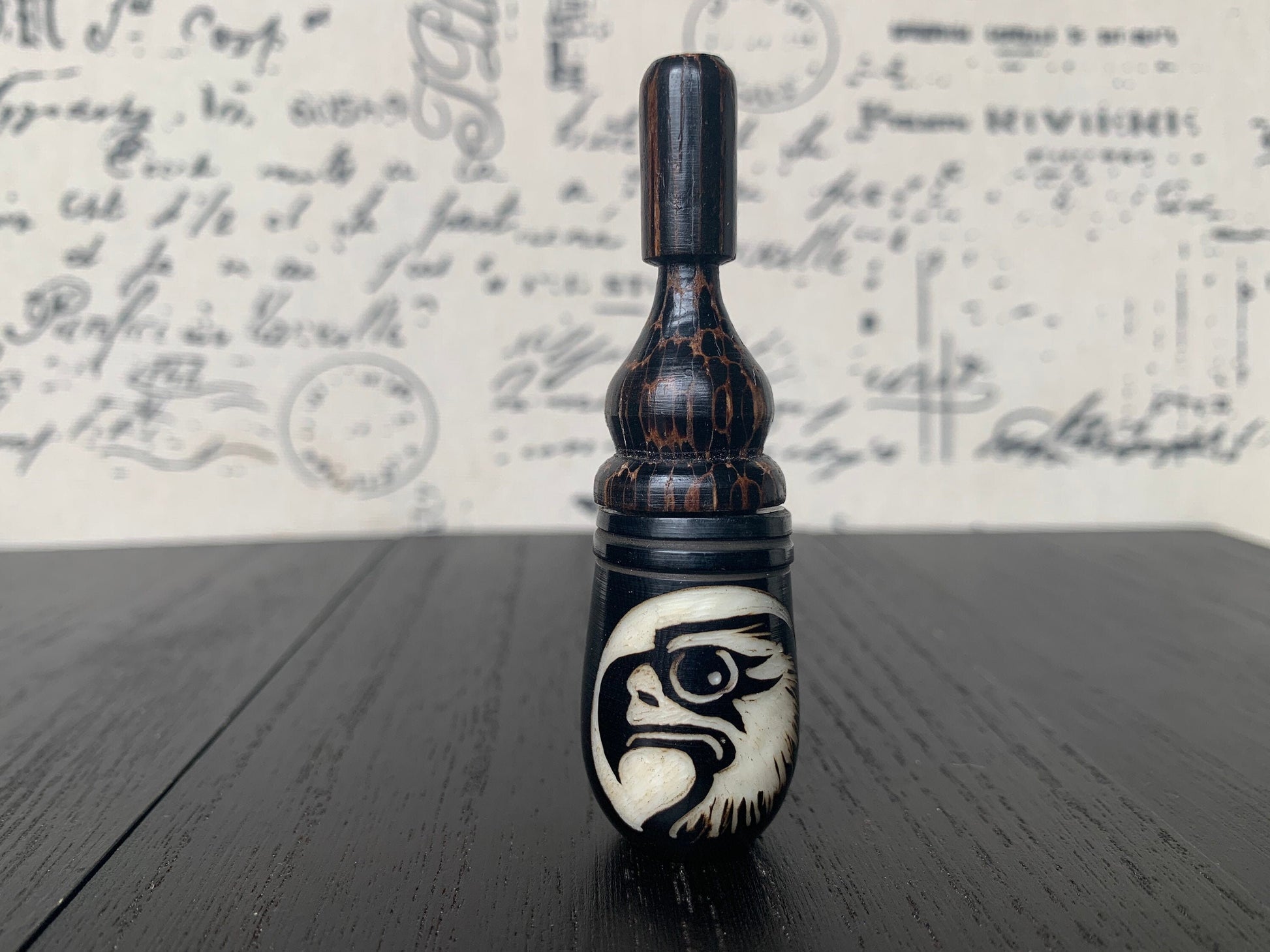 Eagle smoking pipe Handmade tagua nut and wood pocket pipe One of a kind tribal hand pipe Natural Organic Gift for smokers Sacred birds