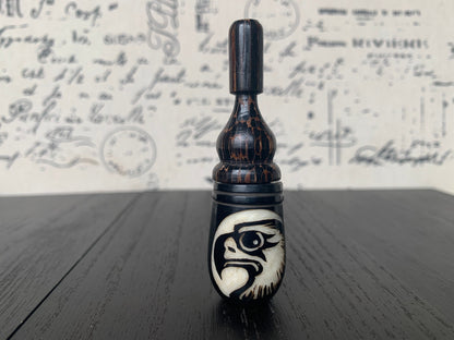 Eagle smoking pipe Handmade tagua nut and wood pocket pipe One of a kind tribal hand pipe Natural Organic Gift for smokers Sacred birds