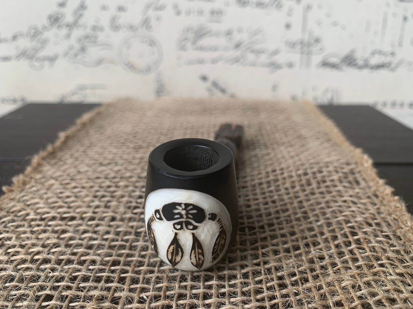 Dream catcher smoking pipe Handcrafted smoking bowl Handmade tagua nut and wood One of a kind tribal hand pipe Ceremonial shaman ritual