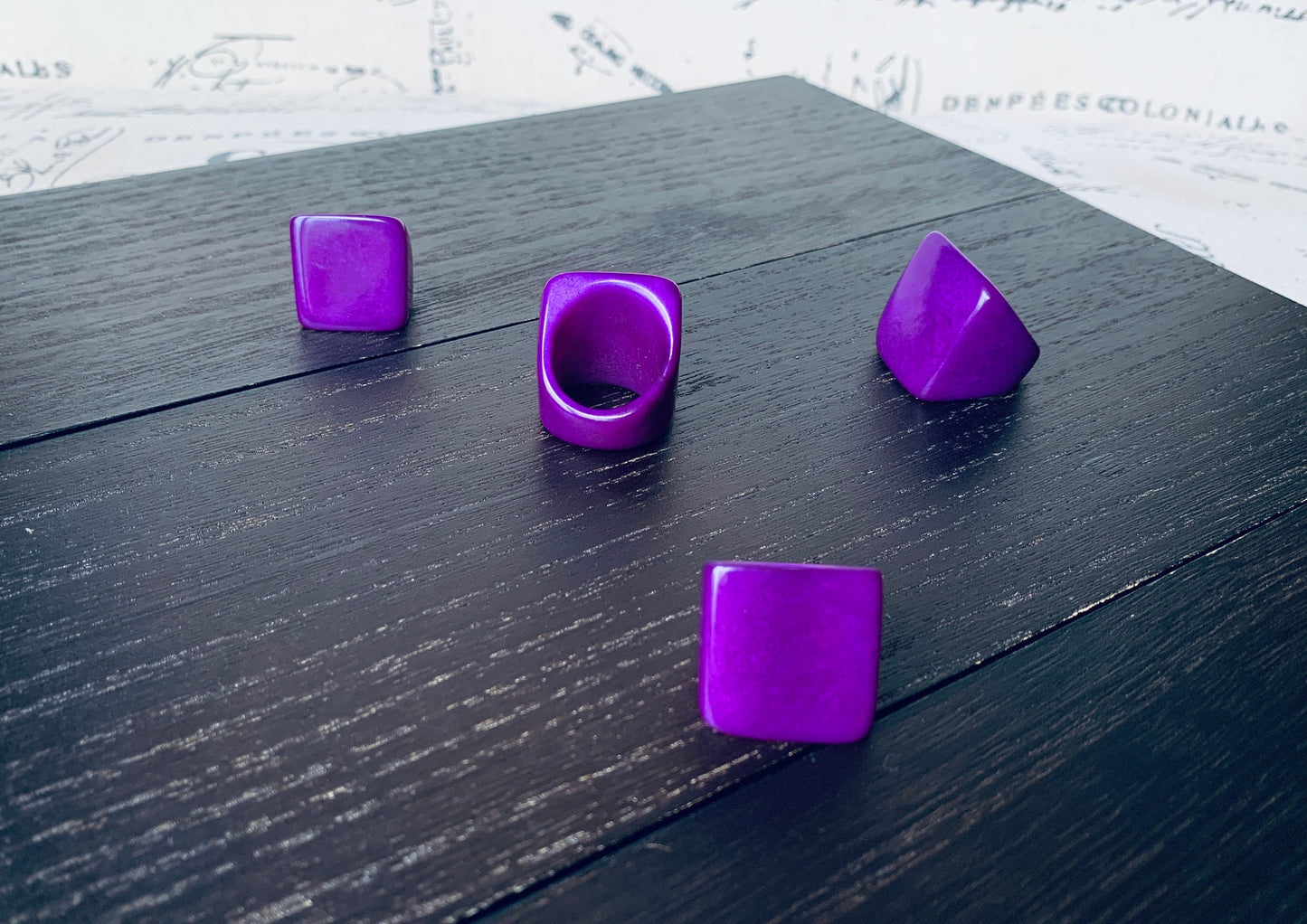 Big purple ring Statement cuff ring Tagua jewelry Large cocktail ring Chunky rings for women Wide band ring Thick rings Wearable art Unisex