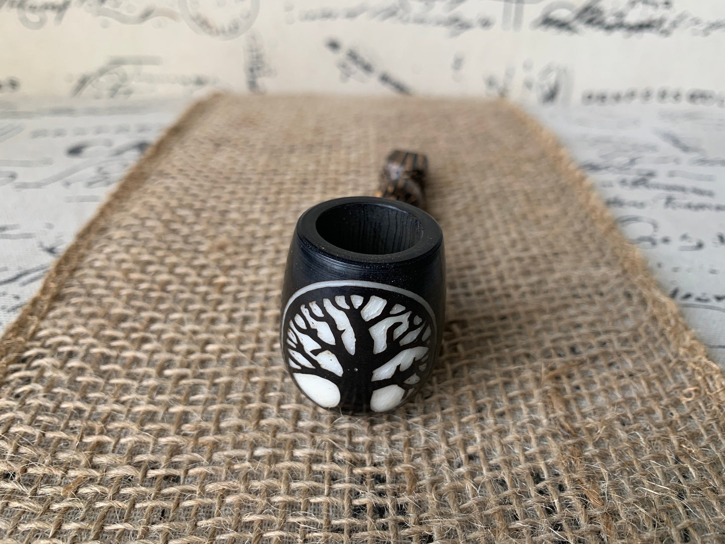 Tree of life smoking pipe Handcrafted smoking bowl Tagua nut Unique tribal hand pipe Shamanic healing tool Hippie style pipe Made in Ecuador
