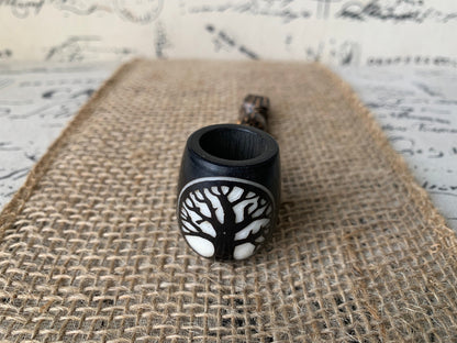 Tree of life smoking pipe Handcrafted smoking bowl Tagua nut Unique tribal hand pipe Shamanic healing tool Hippie style pipe Made in Ecuador