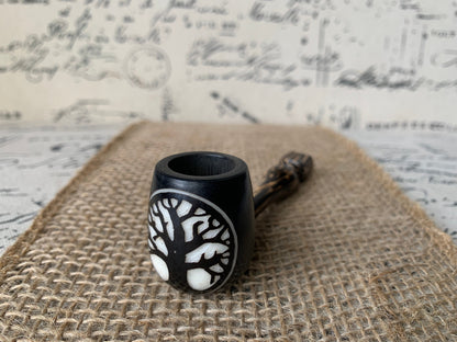 Tree of life smoking pipe Handcrafted smoking bowl Tagua nut Unique tribal hand pipe Shamanic healing tool Hippie style pipe Made in Ecuador
