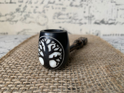 Tree of life smoking pipe Handcrafted smoking bowl Tagua nut Unique tribal hand pipe Shamanic healing tool Hippie style pipe Made in Ecuador
