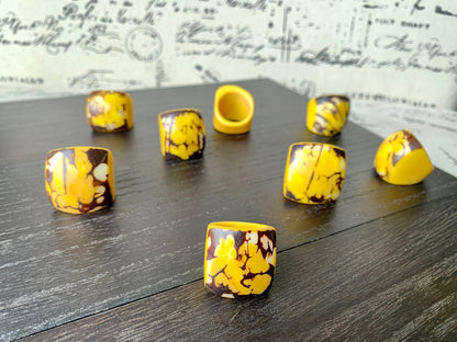 Yellow statement cocktail Tagua Ring Big bold dramatic rings Unusual jewelry Oversized Anniversary gifts Fashion rings Summer beach fashion
