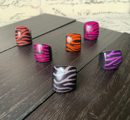 Zebra print statement cocktail ring Tagua nut jewelry Big bold dramatic ring Beach wedding Summer trends Huge oversized rings Beach fashion