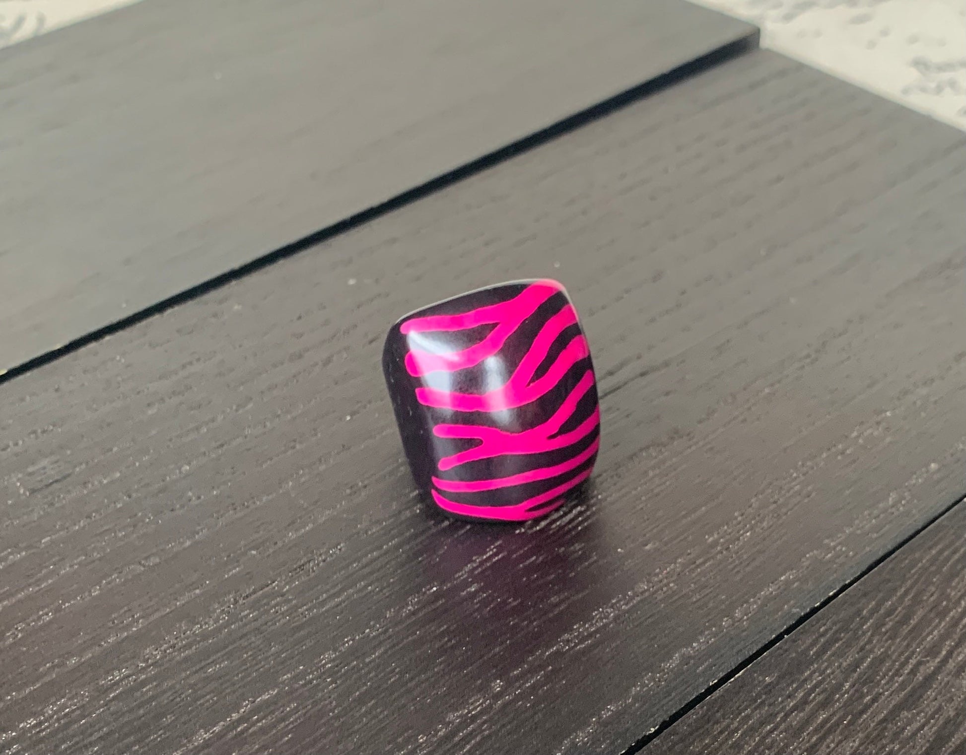 Zebra print statement cocktail ring Tagua nut jewelry Big bold dramatic ring Beach wedding Summer trends Huge oversized rings Beach fashion