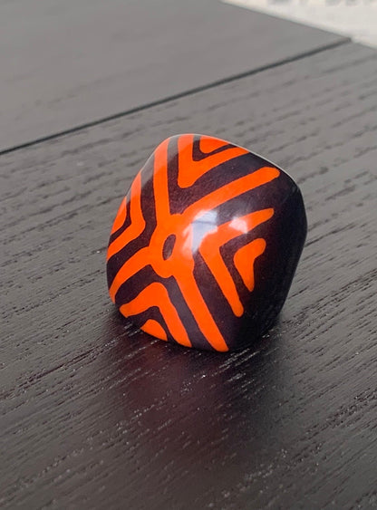 Chunky rings Hand painted statement cocktail ring Tagua nut jewelry Big bold dramatic ring Beach style Summer trends Huge oversized rings