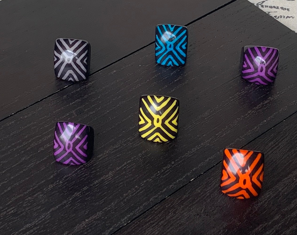 Chunky rings Hand painted statement cocktail ring Tagua nut jewelry Big bold dramatic ring Beach style Summer trends Huge oversized rings