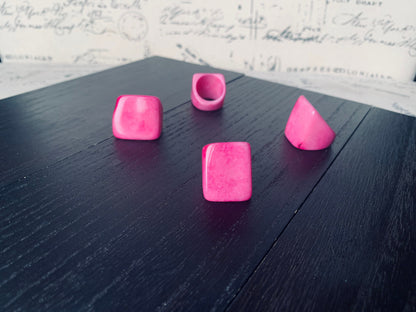 Tagua nut ring pink Unusual fashion jewelry Fall style Big bold cocktail ring Statement large Anniversary gift women Huge oversized ring