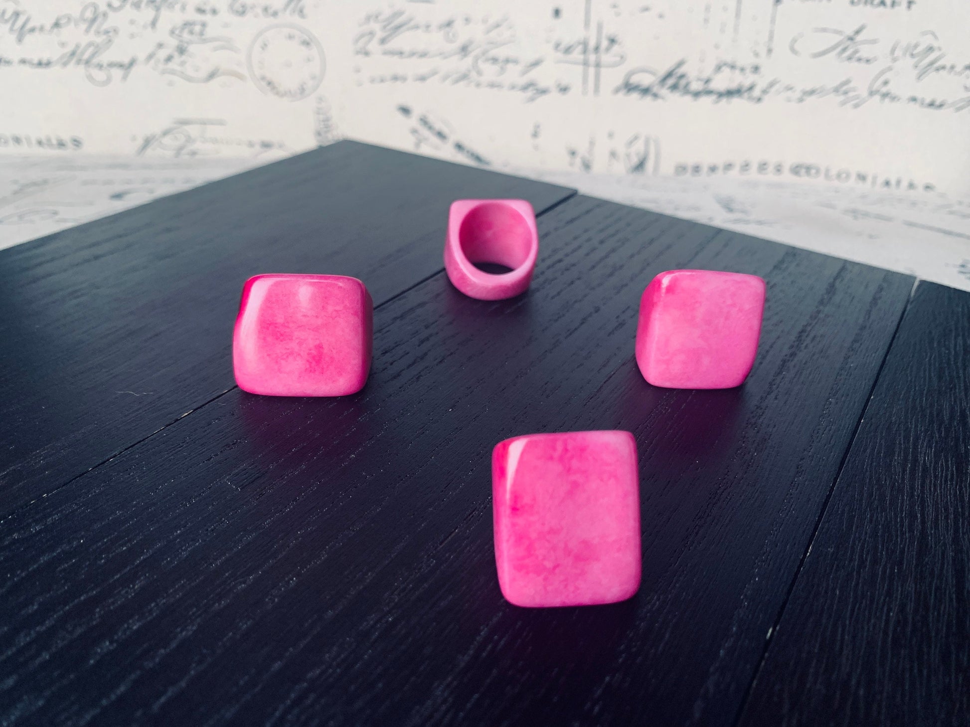 Tagua nut ring pink Unusual fashion jewelry Fall style Big bold cocktail ring Statement large Anniversary gift women Huge oversized ring