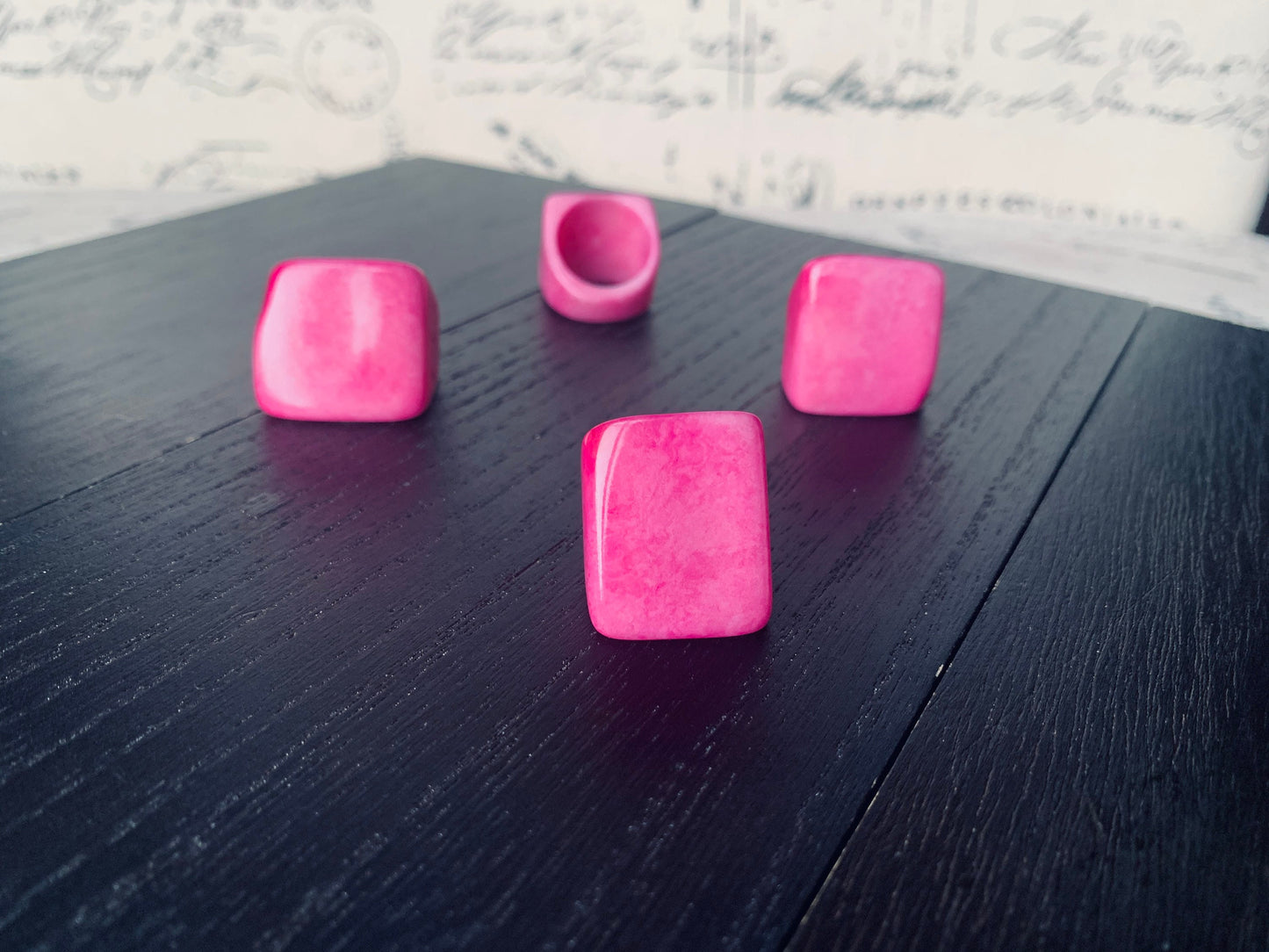 Tagua nut ring pink Unusual fashion jewelry Fall style Big bold cocktail ring Statement large Anniversary gift women Huge oversized ring