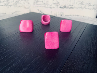 Tagua nut ring pink Unusual fashion jewelry Fall style Big bold cocktail ring Statement large Anniversary gift women Huge oversized ring