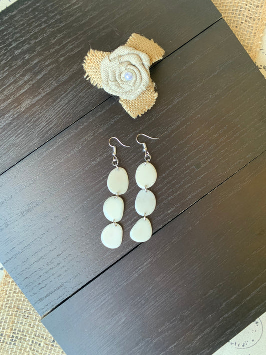 White earrings dangle Extra long tagua earrings Fall fashion 2025s Statement drops Boho mod style Fall fashion 2025 Waterfall earrings