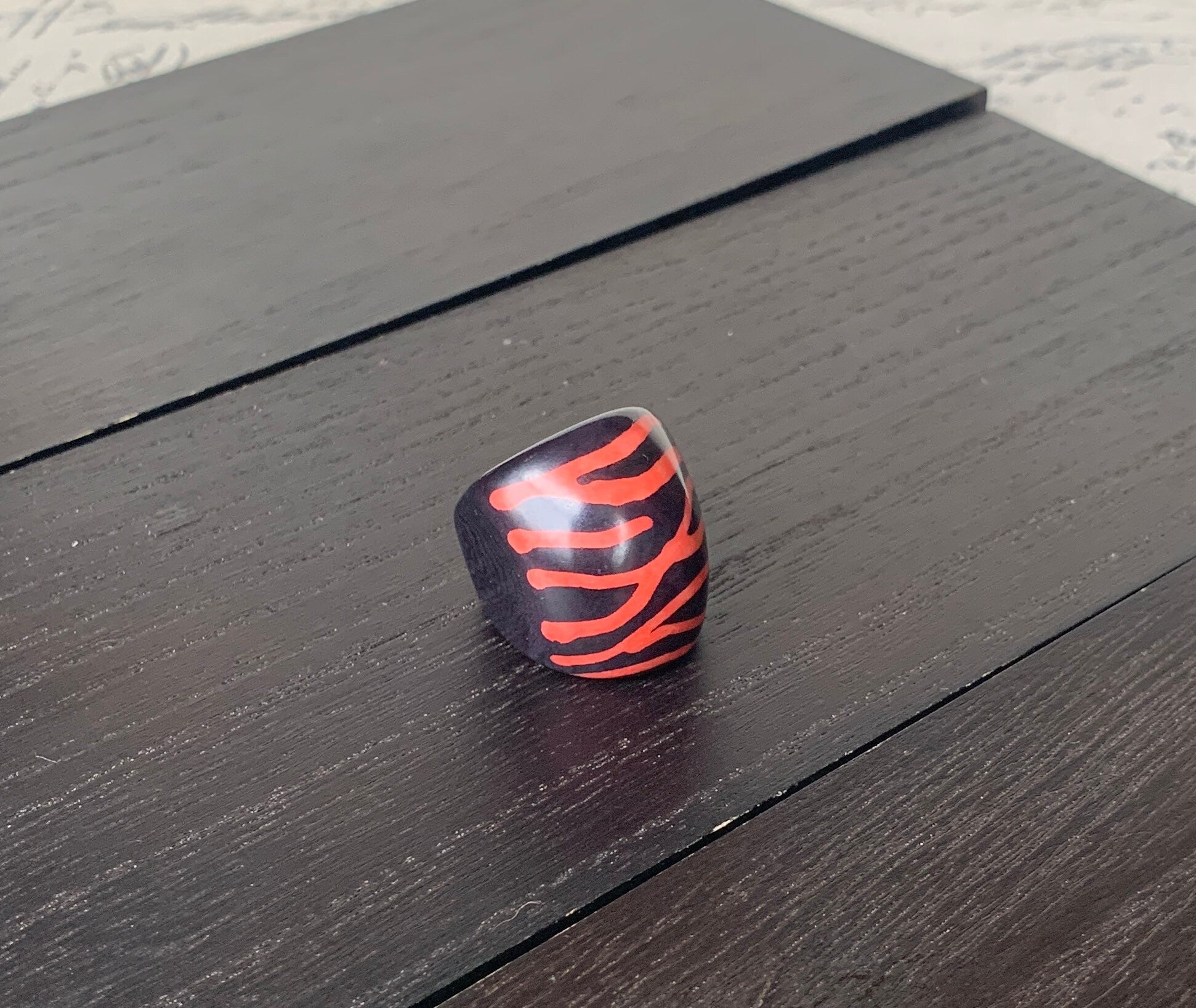 Zebra print statement cocktail ring Tagua nut jewelry Big bold dramatic ring Beach wedding Summer trends Huge oversized rings Beach fashion