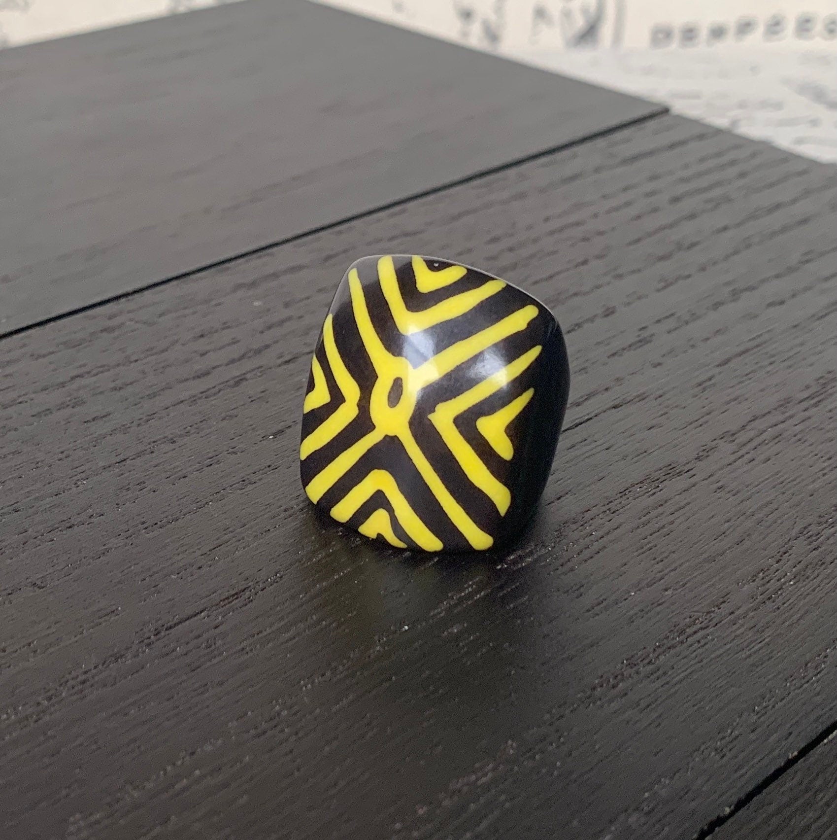 Chunky rings Hand painted statement cocktail ring Tagua nut jewelry Big bold dramatic ring Beach style Summer trends Huge oversized rings