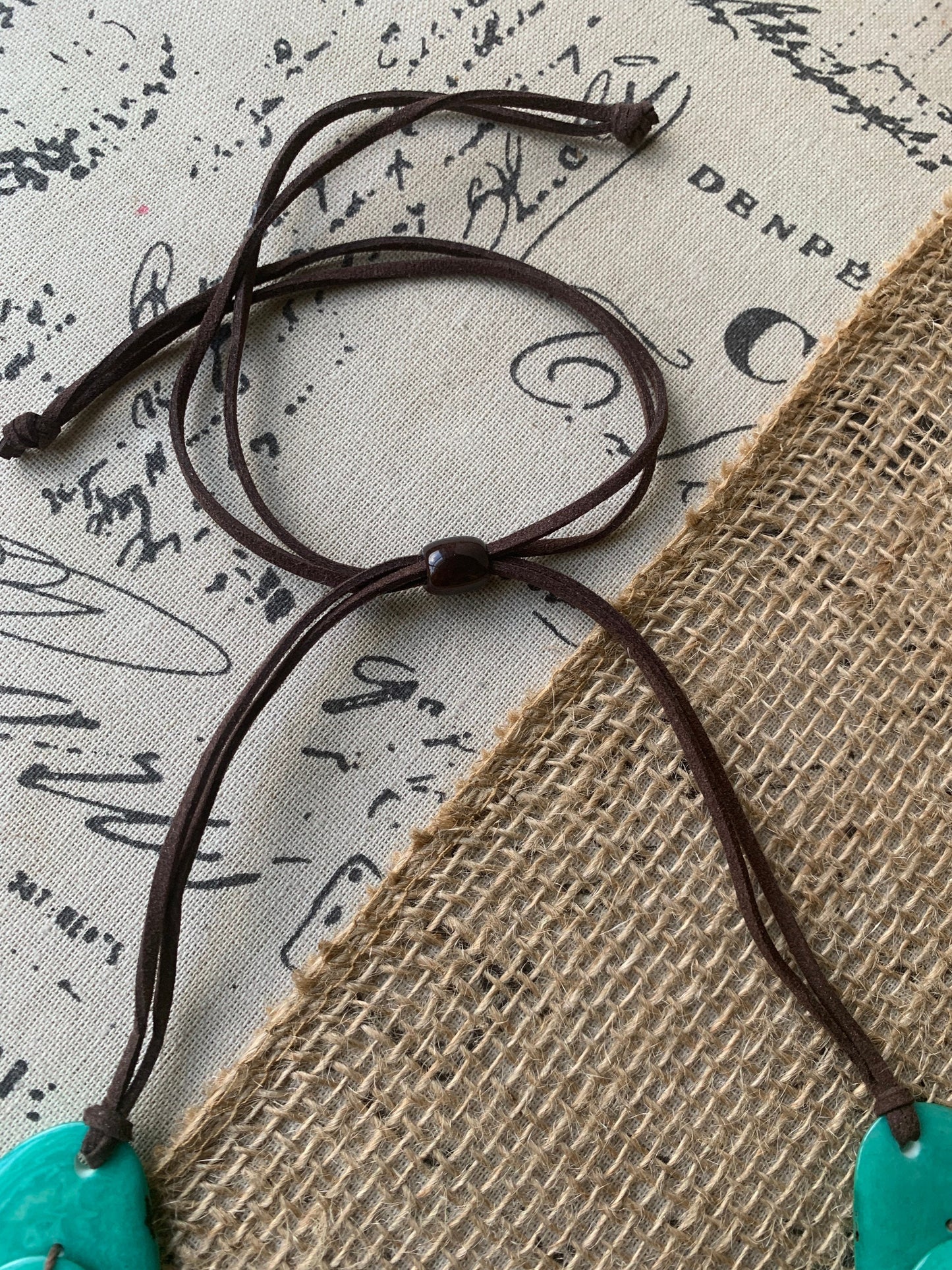 Turquoise statement necklace Tagua jewelry Big bold necklace Adjustable cord Wearable art Fall fashion 2025s Artsy gifts Artisan handmade