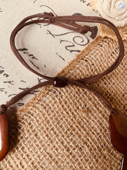 Brown statement necklace Tagua jewelry Big bold necklace Adjustable cord Handmade beaded jewelry Multi strand necklace Wearable art