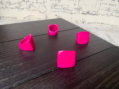 Tagua ring hot pink Unusual fashion jewelry Spring style Big bold cocktail ring Statement large Anniversary gift women Huge oversized ring