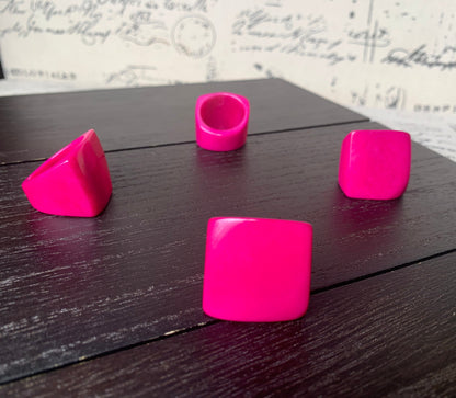 Tagua ring hot pink Unusual fashion jewelry Spring style Big bold cocktail ring Statement large Anniversary gift women Huge oversized ring
