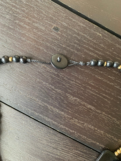 Black fashion 4 layer necklace Big bold chunky necklace Tagua statement necklace Multi layer beaded bib Fall fashion 2025 Wearable Art