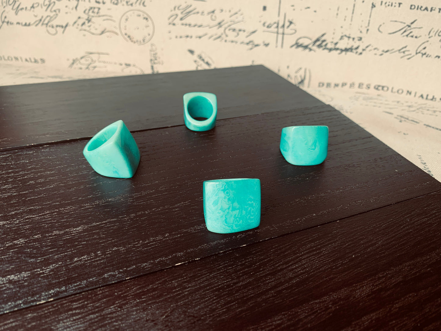 Tagua nut ring turquoise green Unusual fashion jewelry Big bold cocktail ring Statement large Anniversary gift women Huge oversized ring