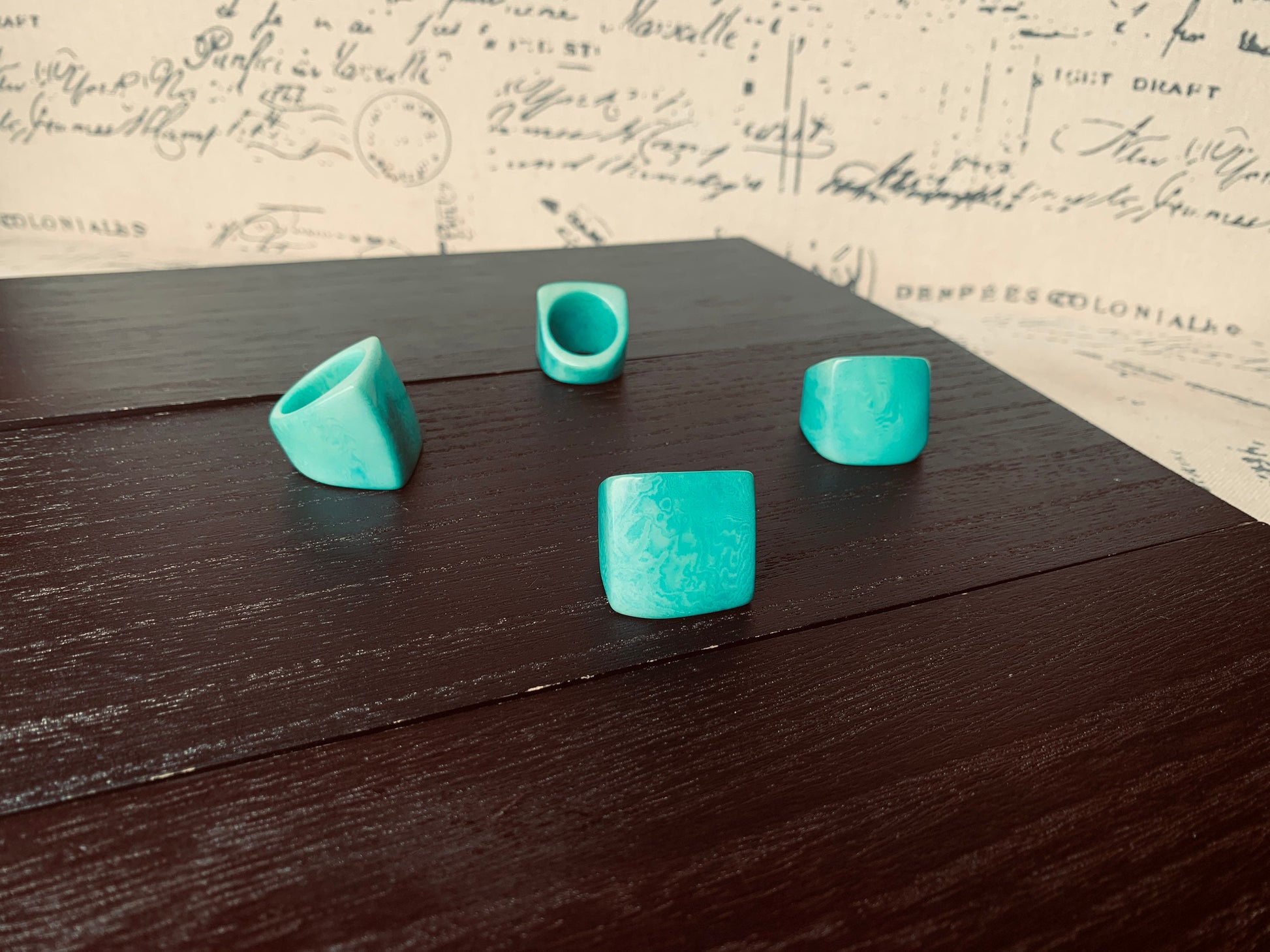 Tagua nut ring turquoise green Unusual fashion jewelry Big bold cocktail ring Statement large Anniversary gift women Huge oversized ring