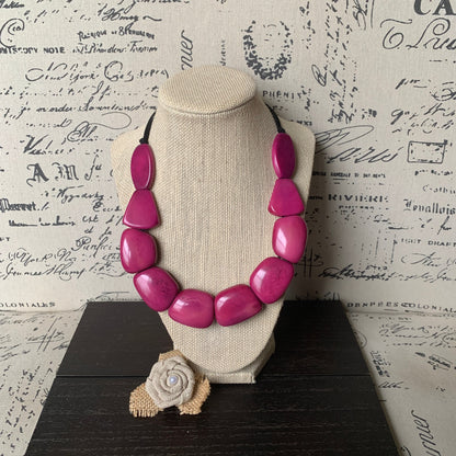 Magenta necklace Tagua nut jewelry Wearable art Statement bead necklace Chunky necklaces for women Big bold necklace Fall fashion