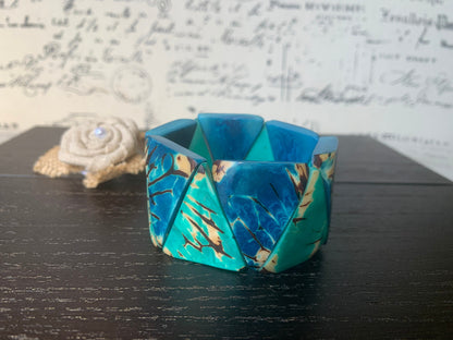 Turquoise blue tagua bracelet Beaded stretch bangle Adjustable bracelet Huge beaded bangle Winter trendy style