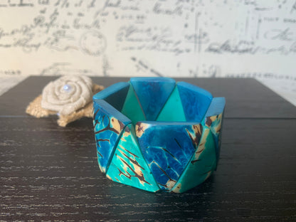 Turquoise blue tagua bracelet Beaded stretch bangle Adjustable bracelet Huge beaded bangle Winter trendy style