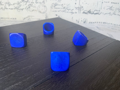 Blue Tagua ring Unusual fashion jewelry Fall style Big bold cocktail ring Statement ring aesthetic Wide band chunky ring Handmade beaded