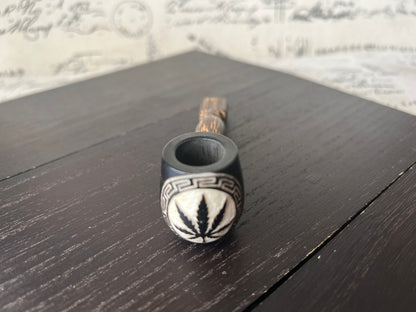 Plant wood pipe Tagua nut smoking small pipe Sacred smoking pipe Ceremonial pipe Shamanic healing Smoking herbs accessories Fathers day gift