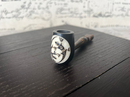Smoking lizard pipe Handcrafted smoking pipe Handmade tagua nut and wood One of a kind tribal hand pipe Ceremonial ritual Reptile animals