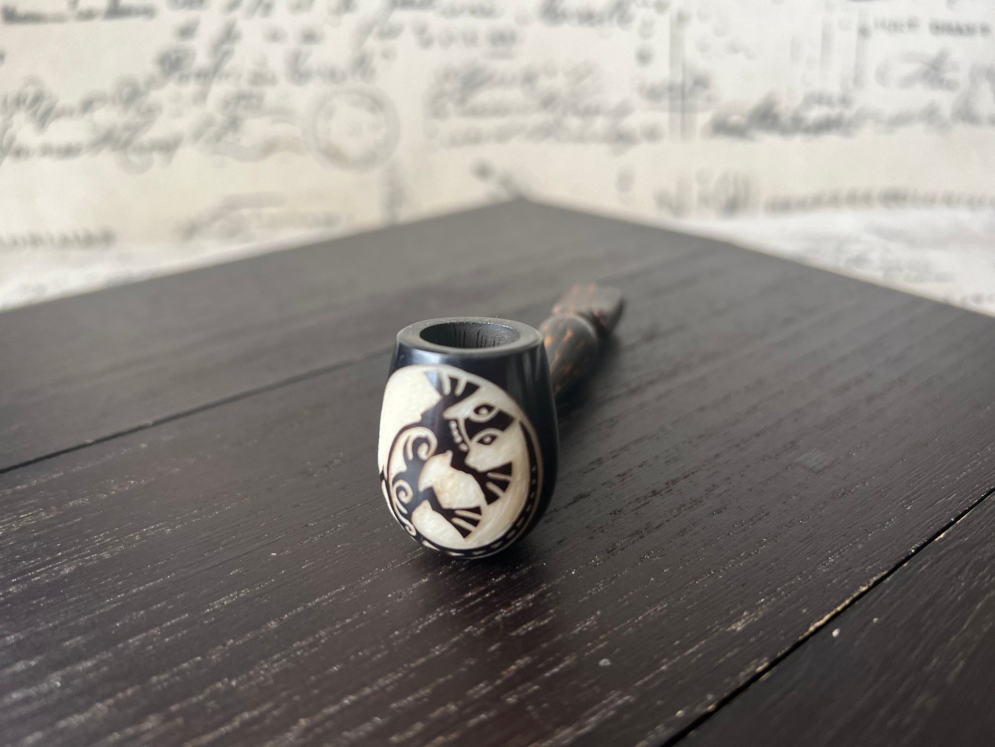 Iguana smoking pipe Handcrafted smoking pipe Handmade tagua and wood One of a kind tribal hand pipe Ceremonial ritual Reptile pocket pipe